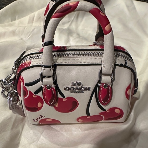 Coach Mini Rowan Cherry Print Mini Bag/Bag Charm - Picture 1 of 9
